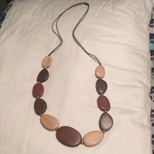 Vintage wood bead boho necklace gypsy anthro